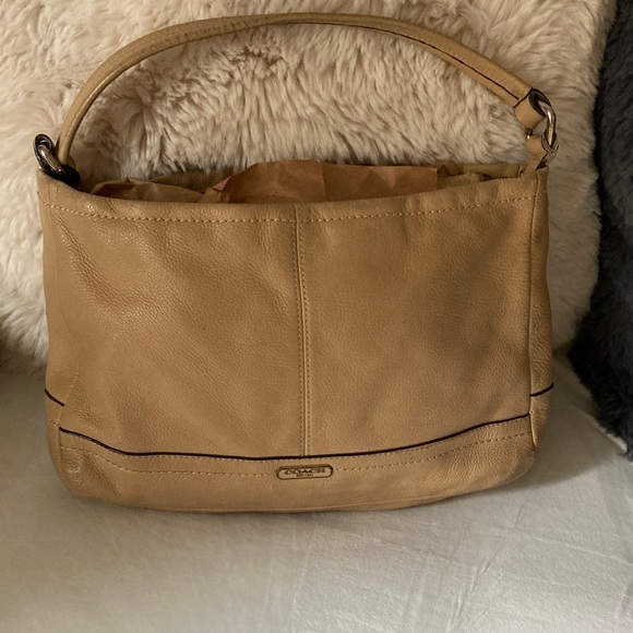 Coach Handbags - Coach Beige Leather Shoulder Bag